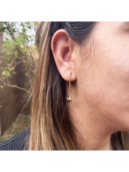 Brinco de Ouro 18k Estrela Stella