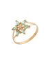 Anel Feminino de Ouro 18k Flor com Pedras Verdes