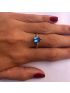 Anel de Ouro 18k e Zircônio Feminino Gota Azul