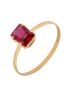 Anel de Ouro 18k Feminino Pedra Baguete Rubi Sintética