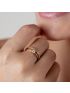 Anel Feminino de Ouro 18k Meia Aliança com Solitário