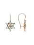 Brinco Feminino de Ouro 18k Flor com Pedras Verdes