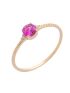 Anel Feminino de Ouro 18k Brilho Rubi Rosa