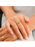 Anel de Ouro 18k Feminino Coração Verde com Pedras