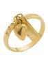 Anel de Ouro 18k Feminino com Plaquinha e Coração Bordado Reforçado