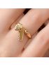 Anel de Ouro 18k Feminino com Plaquinha e Coração Bordado Reforçado