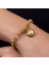 Pulseira de Ouro 18k Portuguesa Hexagonal com Pingente de Coração