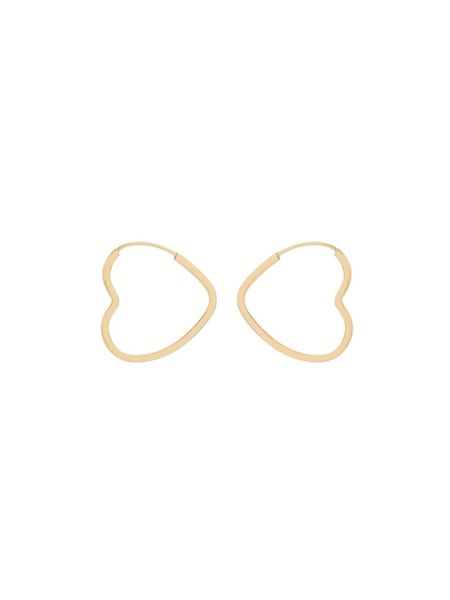 Brinco de Argola Ouro 18k Coração Grande Fio Quadrado