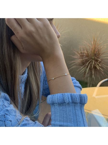 Pulseira de Ouro 18k Cartier Com Zircônia Reine