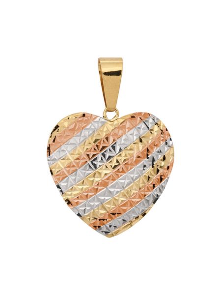 Pingente de Ouro Grande Coração Tricolor