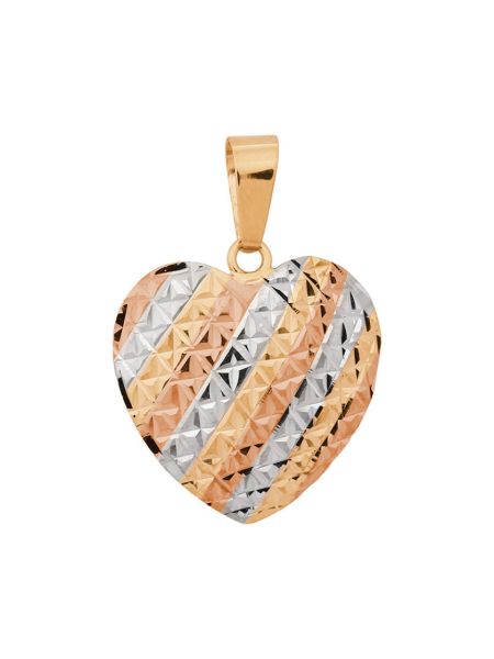 Pingente de Ouro Médio Coração Tricolor