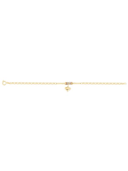 Pulseira de Ouro 18k Portuguesa com Pingente de Coração Delicado